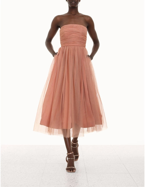 Tulle Strapless Midi Dress