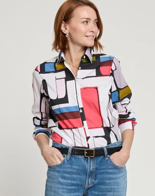 Reese Long Sleeve Abstract Geo Print Shirt