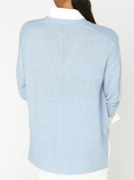 The Looker Layered V-Neck in Skye Blue Melange