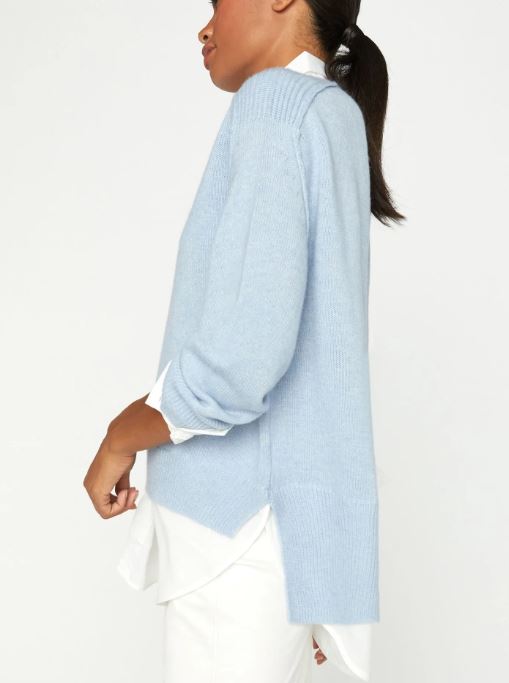 The Looker Layered V-Neck in Skye Blue Melange