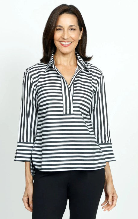 Aileen 3/4 Sleeve Blouse Black & White