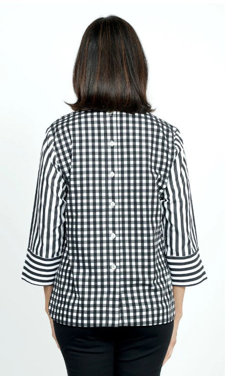 Aileen 3/4 Sleeve Blouse Black & White