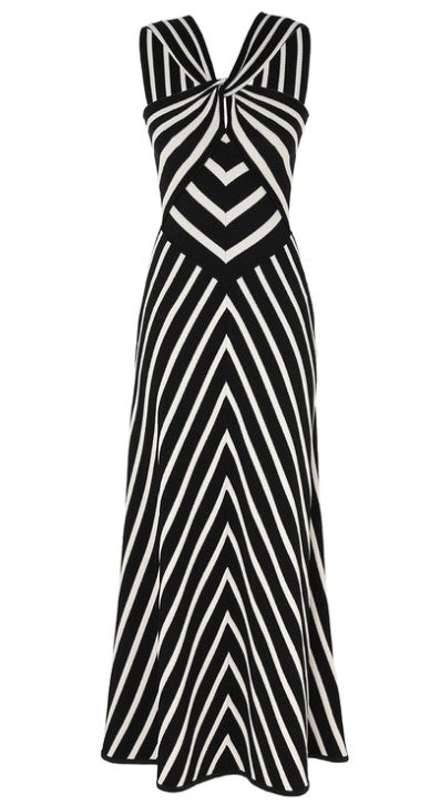 Illuminate Halter Dress Black & Cream