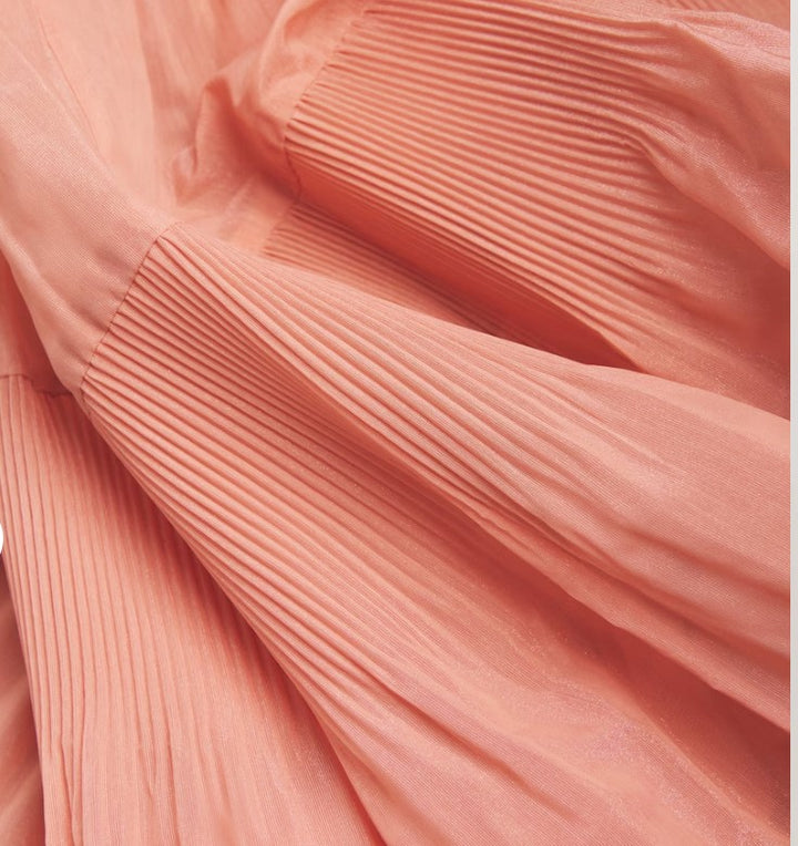 Pleated Mini Dress in Coral