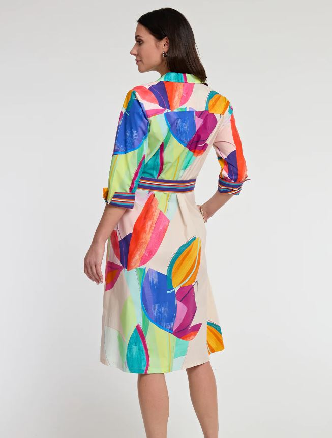 Charlie 3/4 Sleeve Abstract Leaf Print Dress