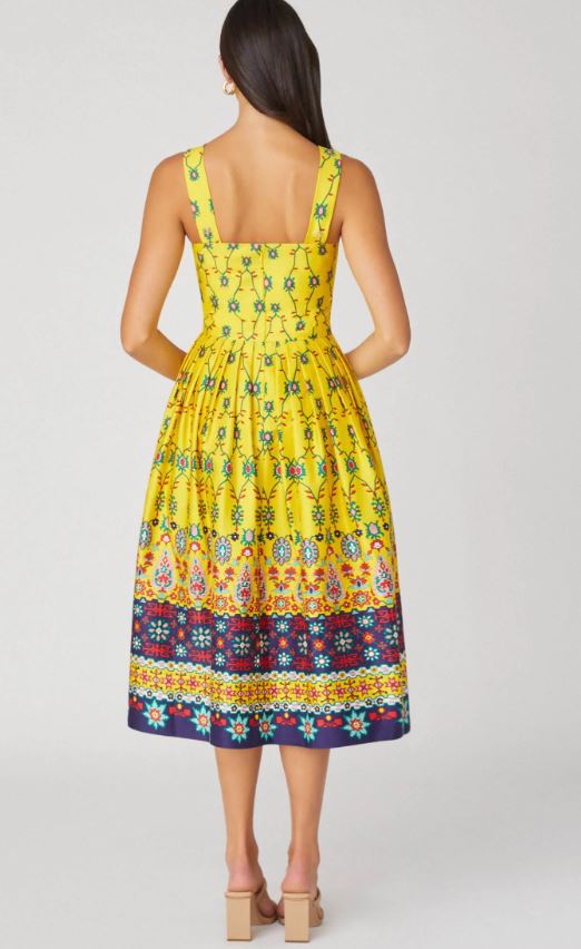 Camilla Dress in Lemon/ Navy Multi