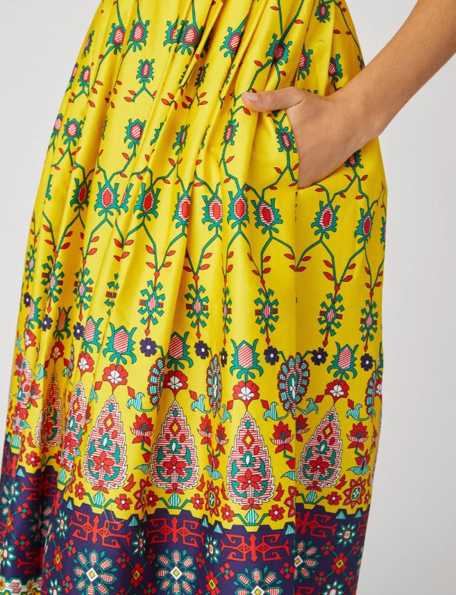 Camilla Dress in Lemon/ Navy Multi