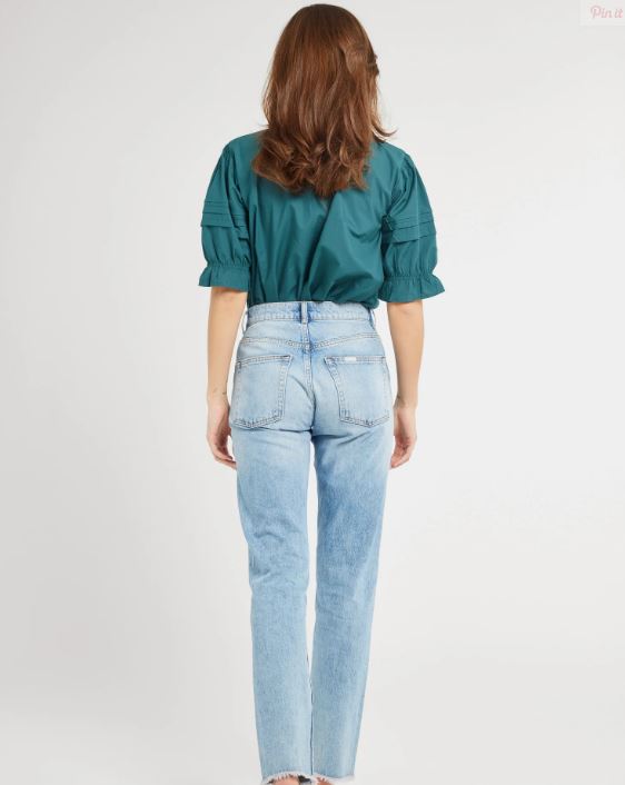 Fayette Top in Emerald Poplin