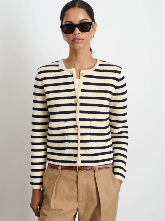 Paris Jacket in Cream/Navy