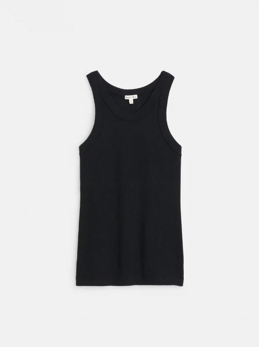 Everyday Rib Tank in Black and Sea Salt