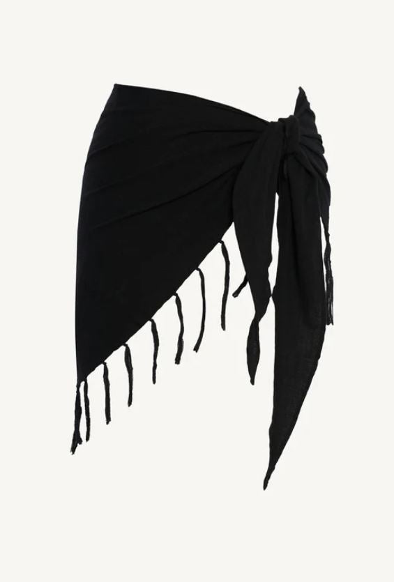 Sirena Sarong - Black Crinkle Linen