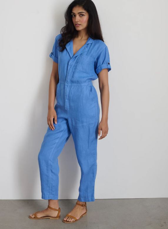 Summer Jumpsuit in French Blue Linen