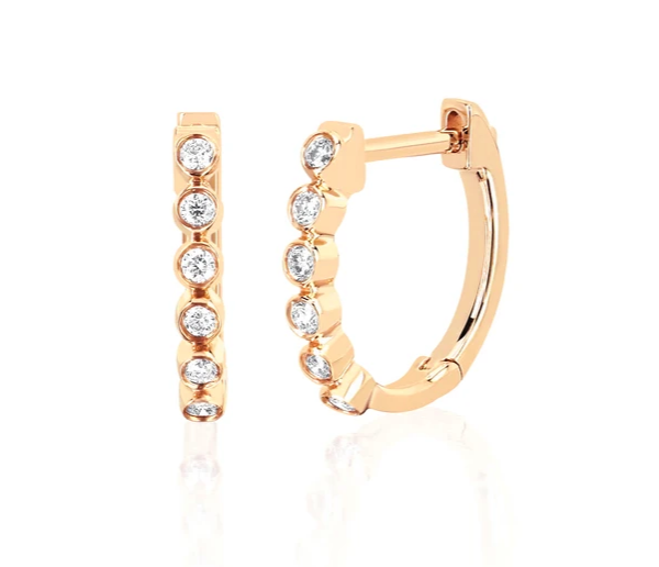 Mini Diamond Bezel Huggie Earrings